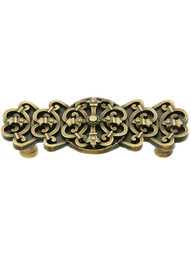 Chateau Drawer Pull - 3 inch Center to Center in Antique Brass.